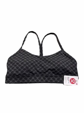 NWT Lululemon Flow Y Bra Nulu Jacquard A-C (Square Heart Jacquard Coal Black) 10